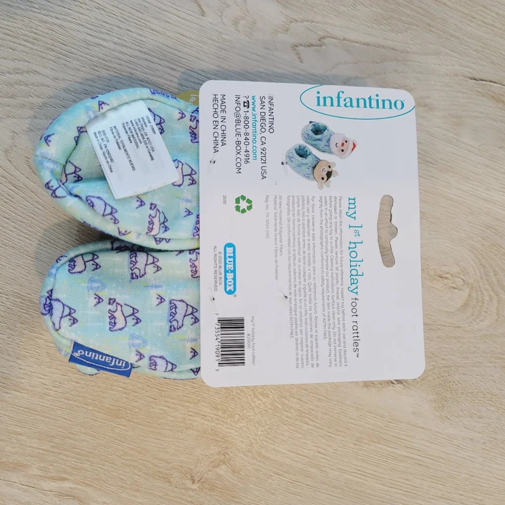 💕 NWT Infantino Santa & Reindeer Infant My 1st Holiday Foot Rattle Size 0+ - Picture 5 of 9